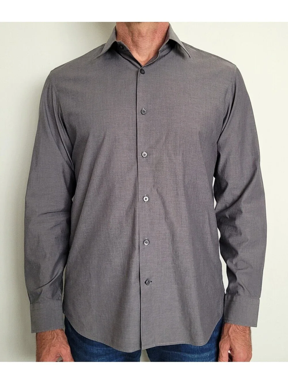 Banana Republic Men's Medium 15-15½ Slim Fit Gray Dress Shirt